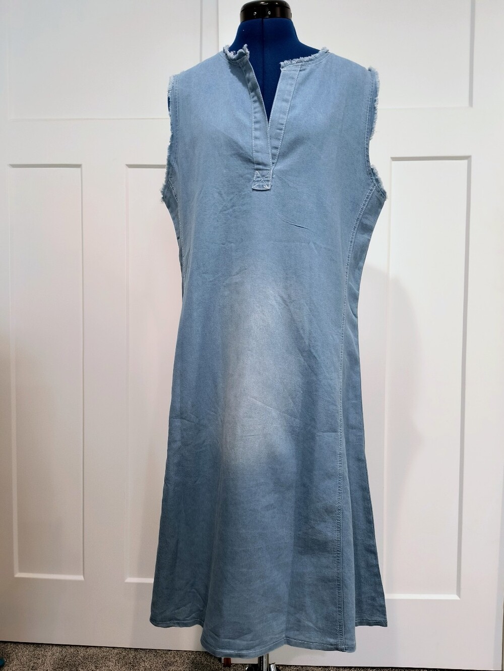 NWT Serenity Light Blue Sleeveless Midi Denim Dress